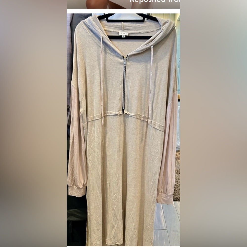 POL Mocha Hooded Dress with Zipper - Picture 4 of 5